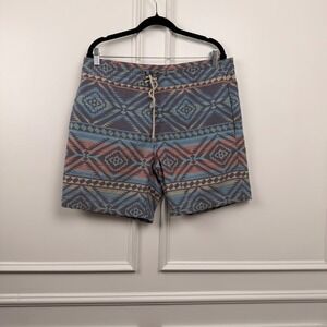 Faherty Brand Mens Southwestern Geometric Board Shorts Blue Orange Size 35